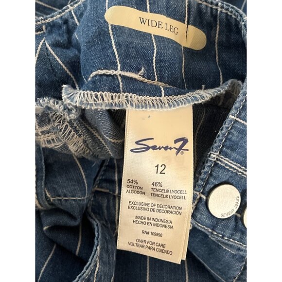 Seven7 Wide Leg Chambray Stripe Jeans Women’s Size 12 High Rise Casual - Picture 7 of 8